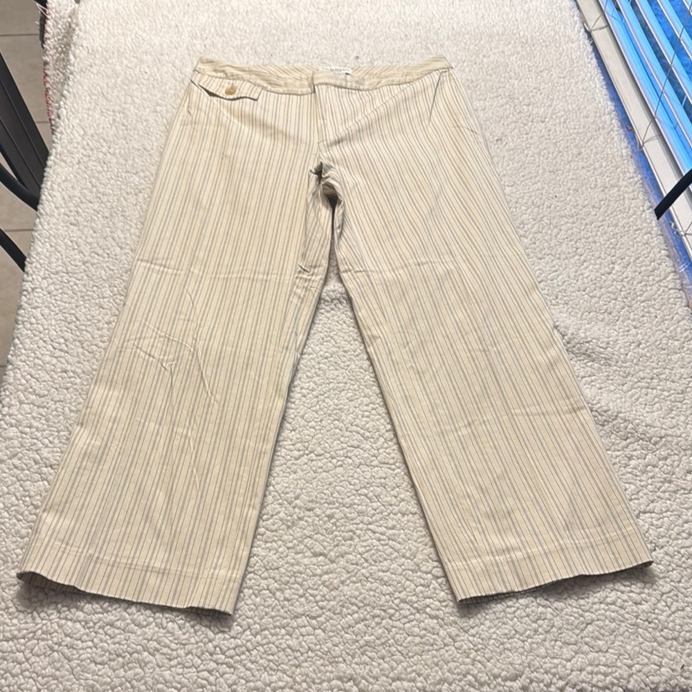 Banana Republic Cream Harrison Cropped Pinstripe Pants